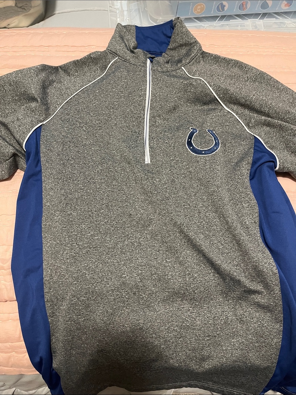 Antigua Navy and Gray Pullover Quarter-Zip